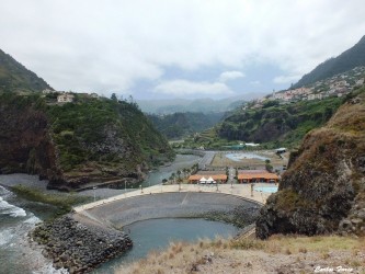 Faial Beach and bathing complex in Santana, Madeira Island